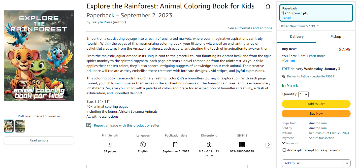 Explore the Rainforest: Animal Coloring Book for Kids